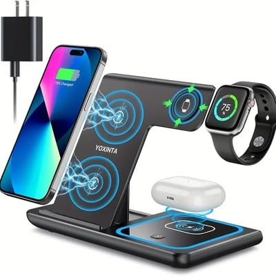 3-in-1 Foldable Wireless Charger – Fast Charging Dock for Smartphones, Watches & Headphones
