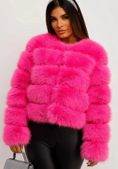 F02 Women's Faux Fur Coat Fluffy Faux Fur Jacket Long Sleeve Lapel Furry Winter Jackets Shaggy Parka Short Coat