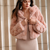 F03 Women's Faux Fur Coat Fluffy Faux Fur Jacket Long Sleeve Lapel Furry Winter Jackets Shaggy Parka Short Coat - Thumbnail 3