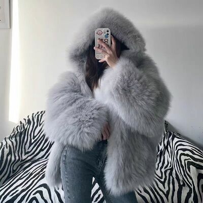 F05 Women's Faux Fur Coat Fluffy Faux Fur Jacket Long Sleeve Lapel Furry Winter Jackets Shaggy Parka Short Coat