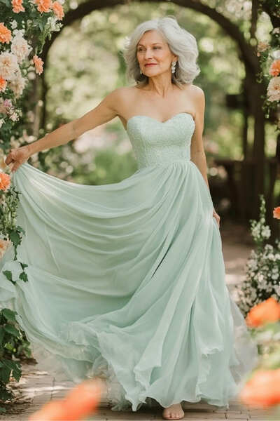 Elegant Light Green A Line Lace Mother of Bride/ Groom Dress Evening Formal Dress Prom Dress