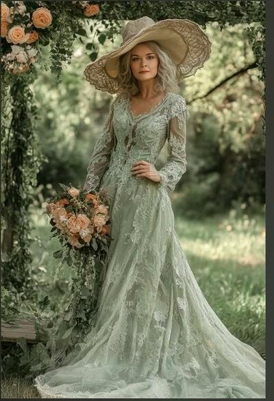 Elegant Mint Green Lace Mother of Bride/ Groom Dress Evening Formal Dress Prom Dress