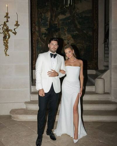 Elegant Chic Wedding Dress, Sheath Side Split Bridal Dress Wedding Gown