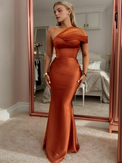 Elegant Sheath One Shoulder Prom Dress Evening Formal Gowns
