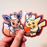 Valentine's Day Pikachu & Eevee Glitter Vinyl Sticker Set - Thumbnail 1