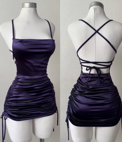 Sexy Dark Grape Mini Short Homecoming Dresses