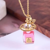 Vivienne Westwood 2025 Saturn Necklace | Light Luxury Niche Design | Stereo Perfume Bottle Chain Pendant - Thumbnail 2