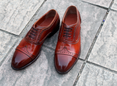 Crafted Leather Classic Handmade Brown Leather Wingtip Dress Shoes