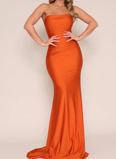 Mermaid Strapless Fitted Trumpet Jersey Bridesmaid Dress,PD231378