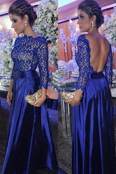 Elegant Royal Blue Lace Mother of Bride/ Groom Dress Evening Formal Dress Prom Dress