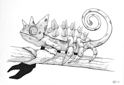 Drawing by Dhani Barragan "Singular chameleon"