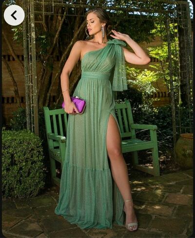 Simple Mint Green Sequins Side Slit Prom Dress Formal Dress Evening Gowns
