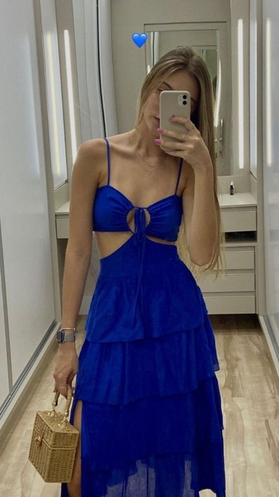 Sleeveless Blue Prom Party Dress with Split ,PD231402