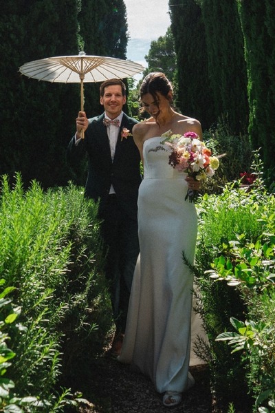 Simple White Mermaid Strapless Long Wedding Dress with Button Up,PD231405