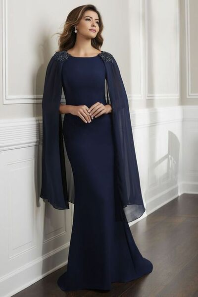 Elegant Sheath Navy Blue Mother of the Bride/ Groom Dresses Evening Prom Formal Gowns