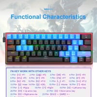Redragon K617 RGB USB Mini Mechanical Gaming Keyboard | 61 Keys | Red Switches | Wired - Thumbnail 1