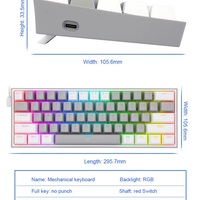 Redragon K617 RGB USB Mini Mechanical Gaming Keyboard | 61 Keys | Red Switches | Wired - Thumbnail 2