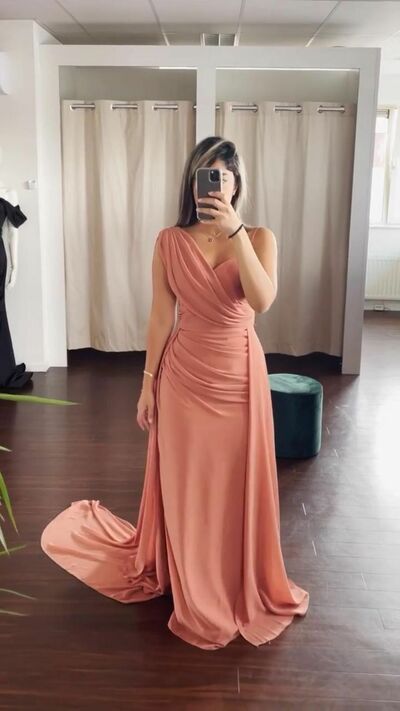 Elegant Sheath Coral Mother of the Bride/Groom Dress Evening Formal Prom Dress