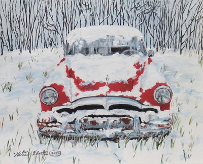 "The Silence Of Snow" Acrylic painting on paper, original artwork by N.E.Thompson, Artwork Size 8 x10 Inches