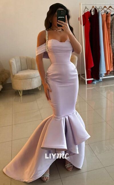 Elegant Mermaid Off the Shoulder Ankle-length Prom Dress Formal Dress Evening Gowns