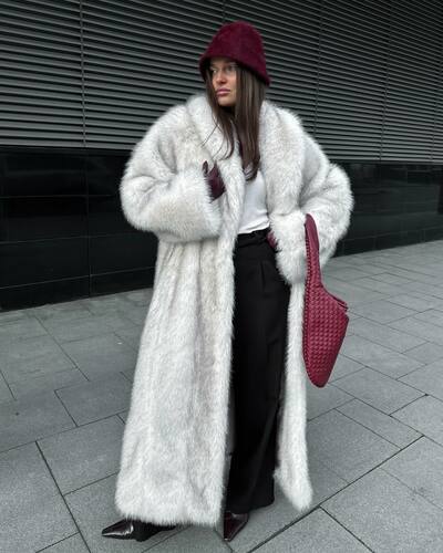 F13 Women's Faux Fur Coat Fluffy Faux Fur Jacket Long Sleeve Lapel Furry Winter Jackets Shaggy Parka Short Coat