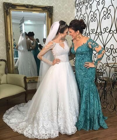 Elegant Green Sheath Lace Mother of the Bride/Groom Dress Evening Formal Prom Dress