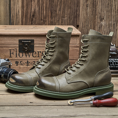 Handmade genuine leather vintage martin boots top layer cowhide  - Thumbnail 2