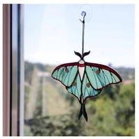 Luna Moth Stained Glass Window Hanging – Butterfly Suncatcher & Garden Art, Perfect Mother’s Day & Birthday Gift for Mom - Thumbnail 1