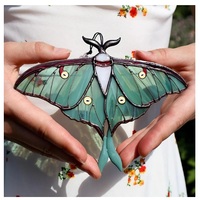Luna Moth Stained Glass Window Hanging – Butterfly Suncatcher & Garden Art, Perfect Mother’s Day & Birthday Gift for Mom - Thumbnail 2