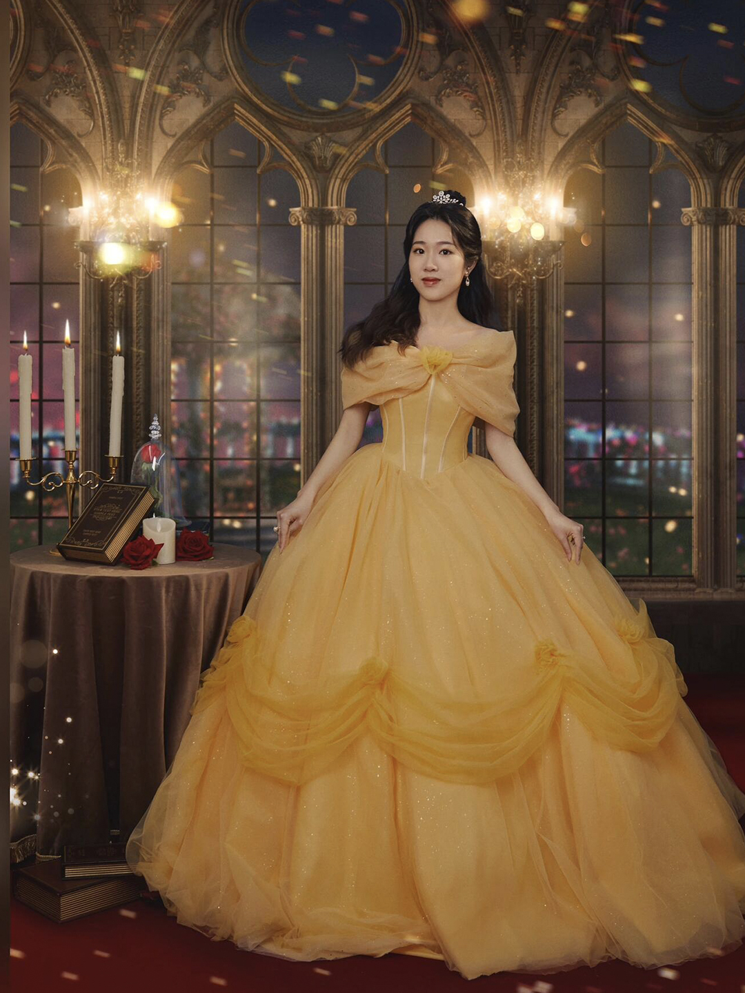 Yellow Tulle Off the Shoulder Princess Prom Dress