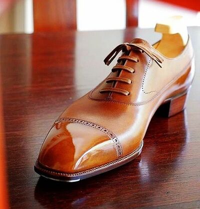 Dressing Edition Handmade Tan Brown Cap Toe Lace Up Formal Shoes Men's Special Wedding Office Wear Shoe