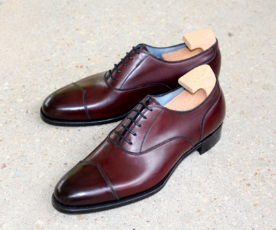 Handmade Men Burgundy Patina Leather Oxford Lace up Dress Shoes
