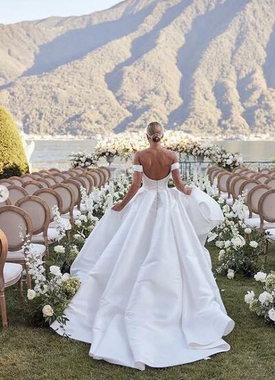 Off the Shoulder Satin Wedding Dress Bridal Dress Bridal Gown