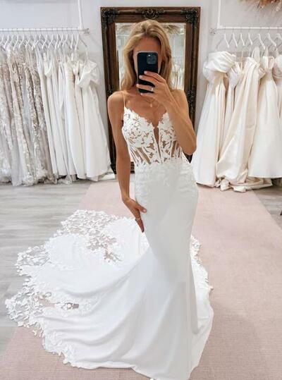 Sexy Mermaid Appliques Tulle Wedding Dress Bridal Dress Bridal Gown