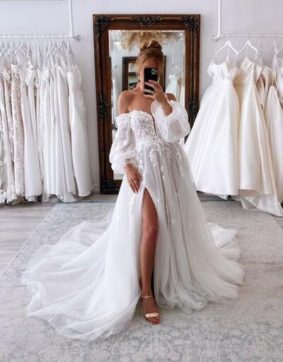 Sexy A-line Appliques Tulle Wedding Dress Bridal Dress Bridal Gown