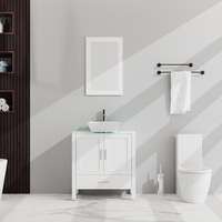 Goodyo 30" Bathroom Vanity & Sink Combo - Glass Top Cabinet with Mirror  - Thumbnail 3