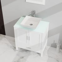 Goodyo 30" Bathroom Vanity & Sink Combo - Glass Top Cabinet with Mirror  - Thumbnail 4