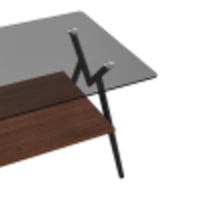 Modern Rectangle Coffee Table with Tempered Glass Top & Brown Shelf - Thumbnail 2