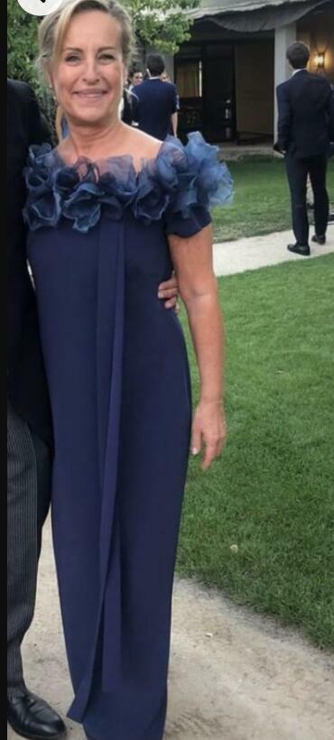 Elegant Sheath Navy Blue Off the Shoulder Mother of the Bride/Groom Dress Evening Formal Prom Dress