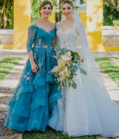 Elegant Blue Ball Gown Lace Mother of the Bride/Groom Dress Evening Formal Prom Dress