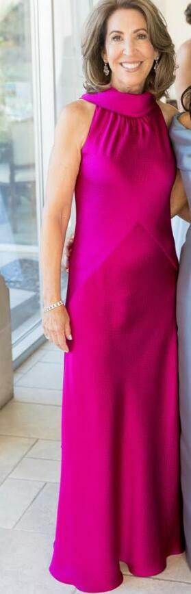 Elegant Sheath Hot Pink Fuchsia High Neck Mother of the Bride/Groom Dress Evening Formal Prom Dress