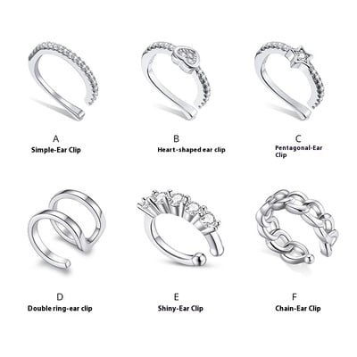 Single Loving Heart Ear Clip | 925 Sterling Silver | Zircon Accent | Elegant Old Money Style