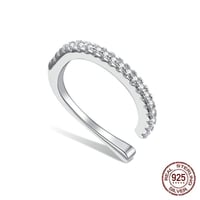 Single Loving Heart Ear Clip | 925 Sterling Silver | Zircon Accent | Elegant Old Money Style - Thumbnail 3