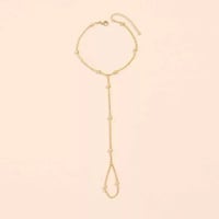 Vintage Chain Finger Bracelet | Fashion Electroplated Jewelry | Gold U-Shaped Alloy Design - Thumbnail 1