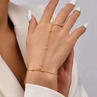 Vintage Chain Finger Bracelet | Fashion Electroplated Jewelry | Gold U-Shaped Alloy Design - Thumbnail 2