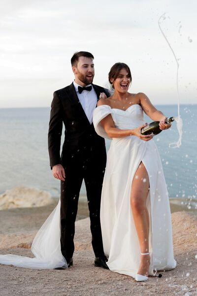 Simple Beach Wedding Dress, Side Split Bridal Dress Bridal Gown