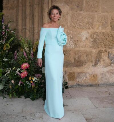Elegant Light Blue Sheath Off the Shoulder Mother of the Bride/Groom Dress Evening Formal Prom Dress