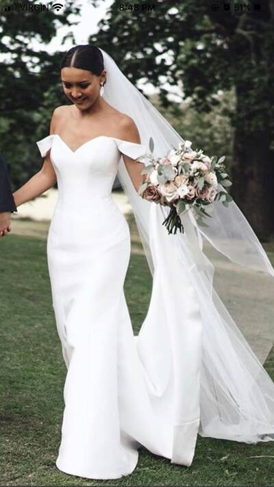 Simple Sheath Beach Boho Wedding Dress Bridal Dress Wedding Gown
