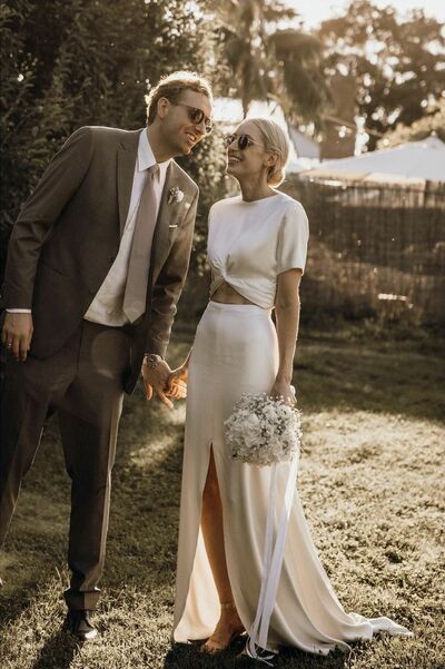 Elegant Two Pieces Beach Boho Wedding Dress Bridal Gown Wedding Gown