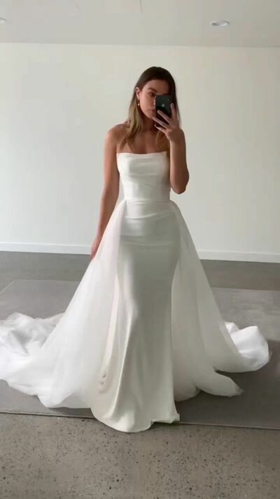 Elegant Sheath with Detachable Train Wedding Dress Bridal Gown Wedding Gown
